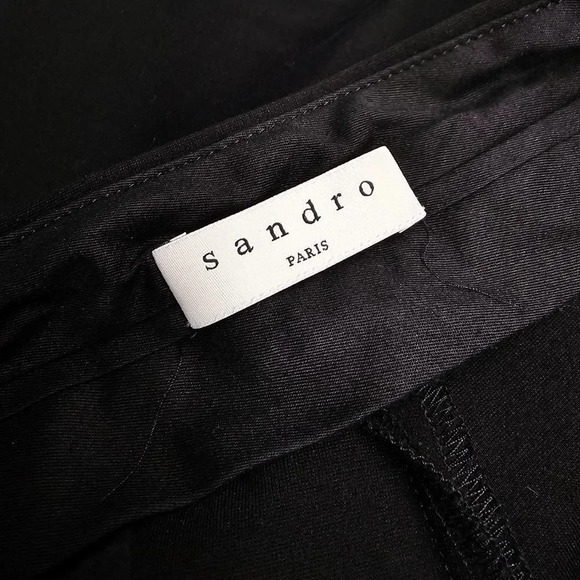 Sandro Paris Womens High Waisted Crop Straight Leg Pants Studded Waist  Size M - Picture 6 of 10